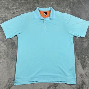 FootJoy Polo Shirt Men Medium‎ Performance Teal/Orange Wicking Golf Stretch